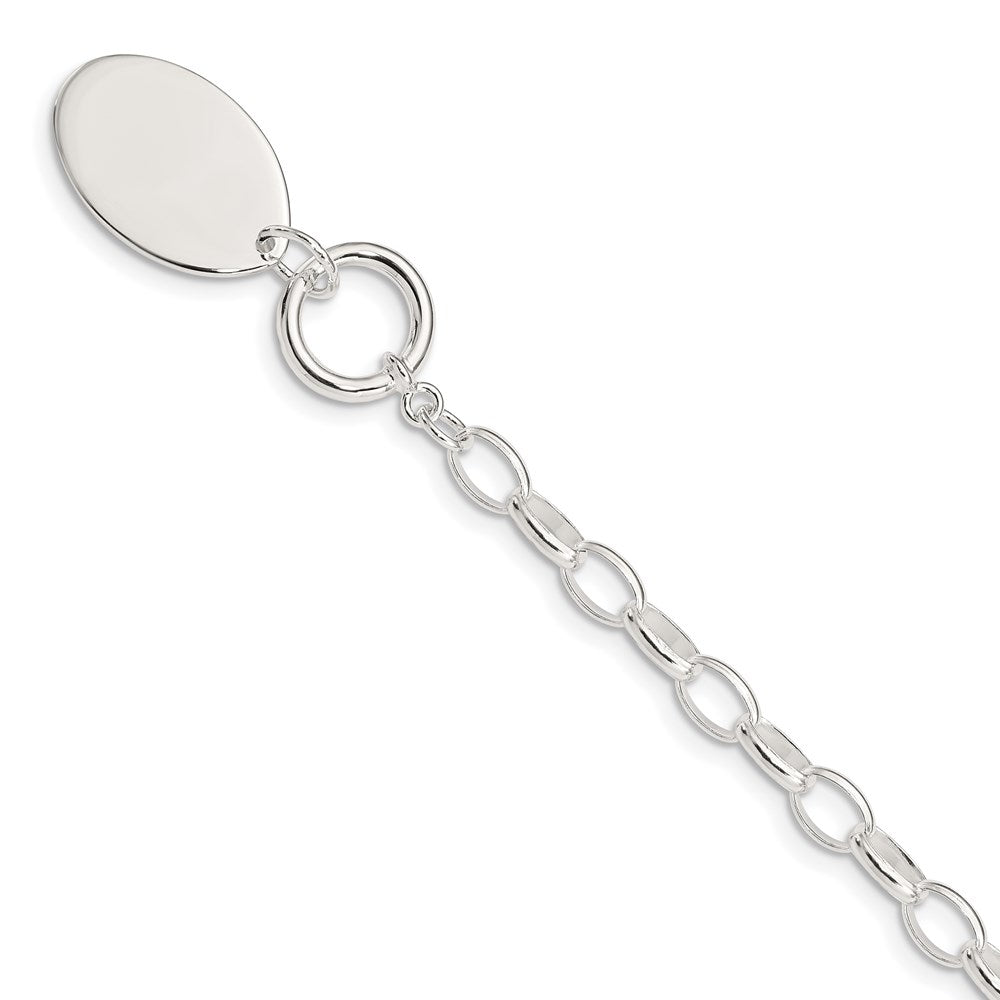 Sterling Silver Rhodium-plated Fancy Oval Disc Bracelet QG516-7