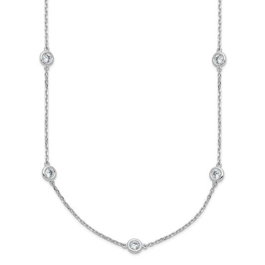 Sterling Shimmer Sterling Silver Rhodium-plated 3mm CZ 15 Stone 15 Station 22 inch NecklaceQG5633