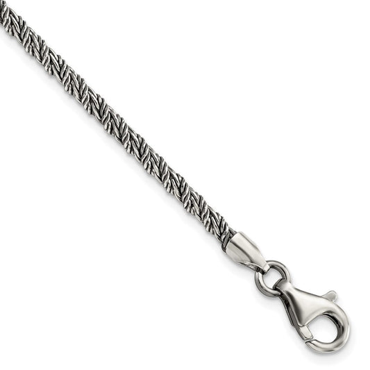 Sterling Silver Antiqued Polished Rope Bracelet QG5720-8