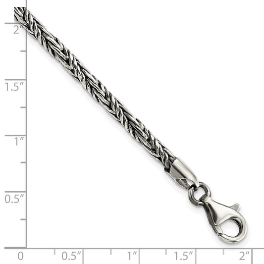 Sterling Silver Antiqued Polished Rope Bracelet QG5722-8