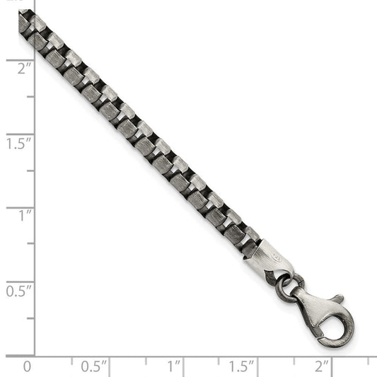 Sterling Silver Antiqued Brushed Box Bracelet QG5725-8