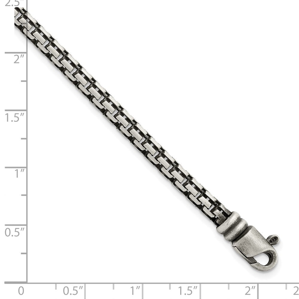 Sterling Silver Brushed Antiqued Bismarck Chain Bracelet QG5726-8.5