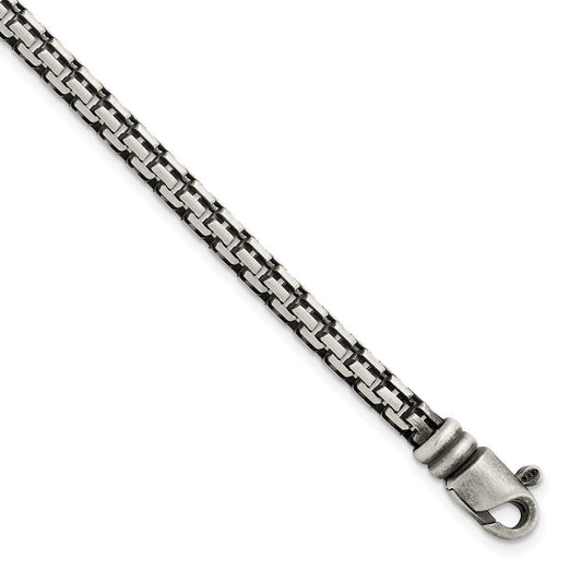 Sterling Silver Brushed Antiqued Bismarck Chain Bracelet QG5726-8.5