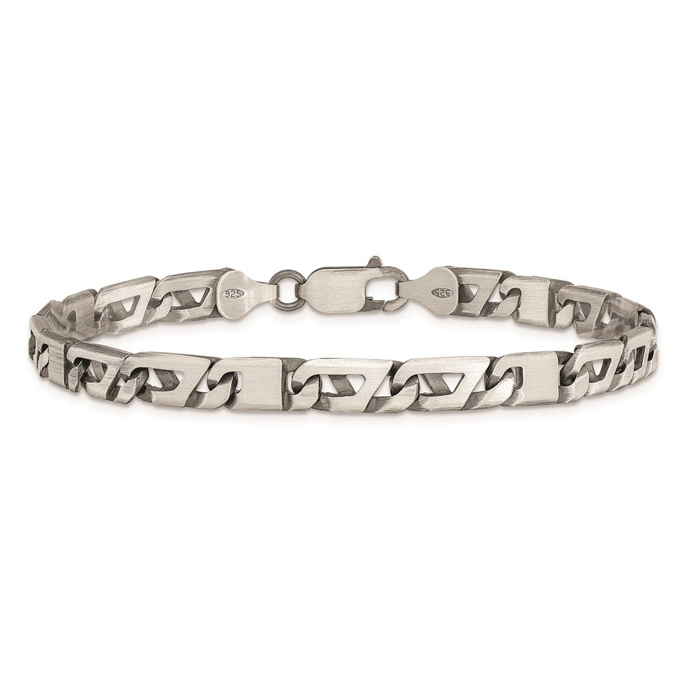 Sterling Silver Antiqued Brushed Link Bracelet QG5728-8.25