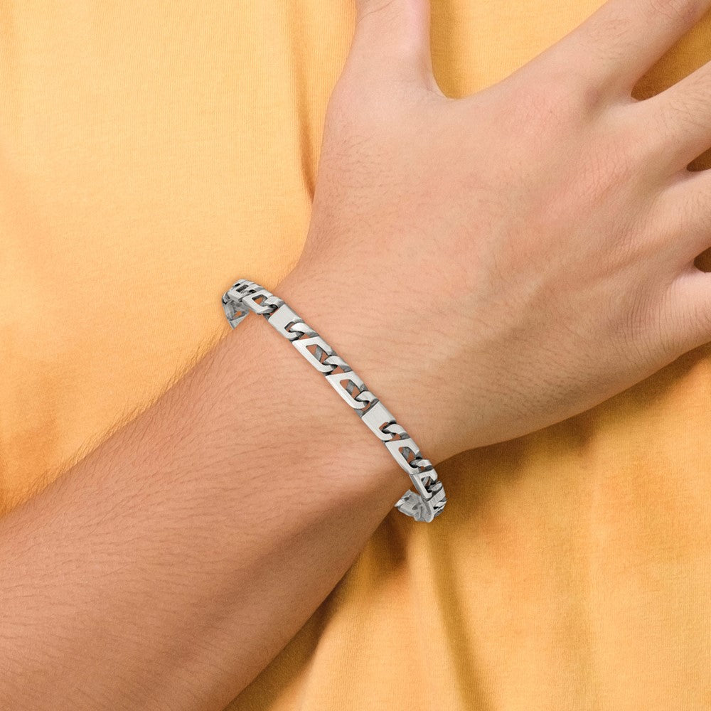 Sterling Silver Antiqued Brushed Link Bracelet QG5728-8.25