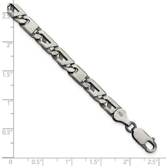 Sterling Silver Antiqued Brushed Link Bracelet QG5728-8.25