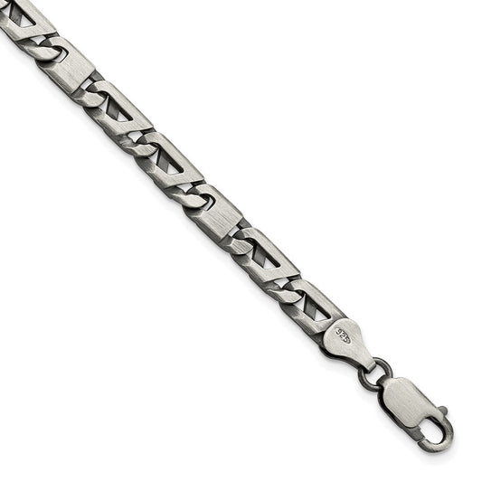 Sterling Silver Antiqued Brushed Link Bracelet QG5728-8.25