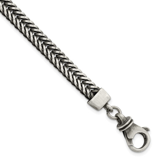 Sterling Silver Brushed Antiqued Wheat Chain Bracelet QG5732-8.5