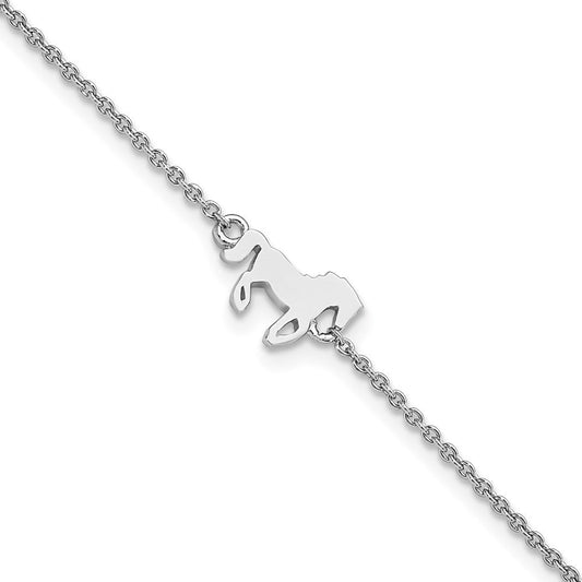 Sterling Silver Rhodium-plated Horse 6.25in Plus 1in ext Bracelet QG5780-6.25