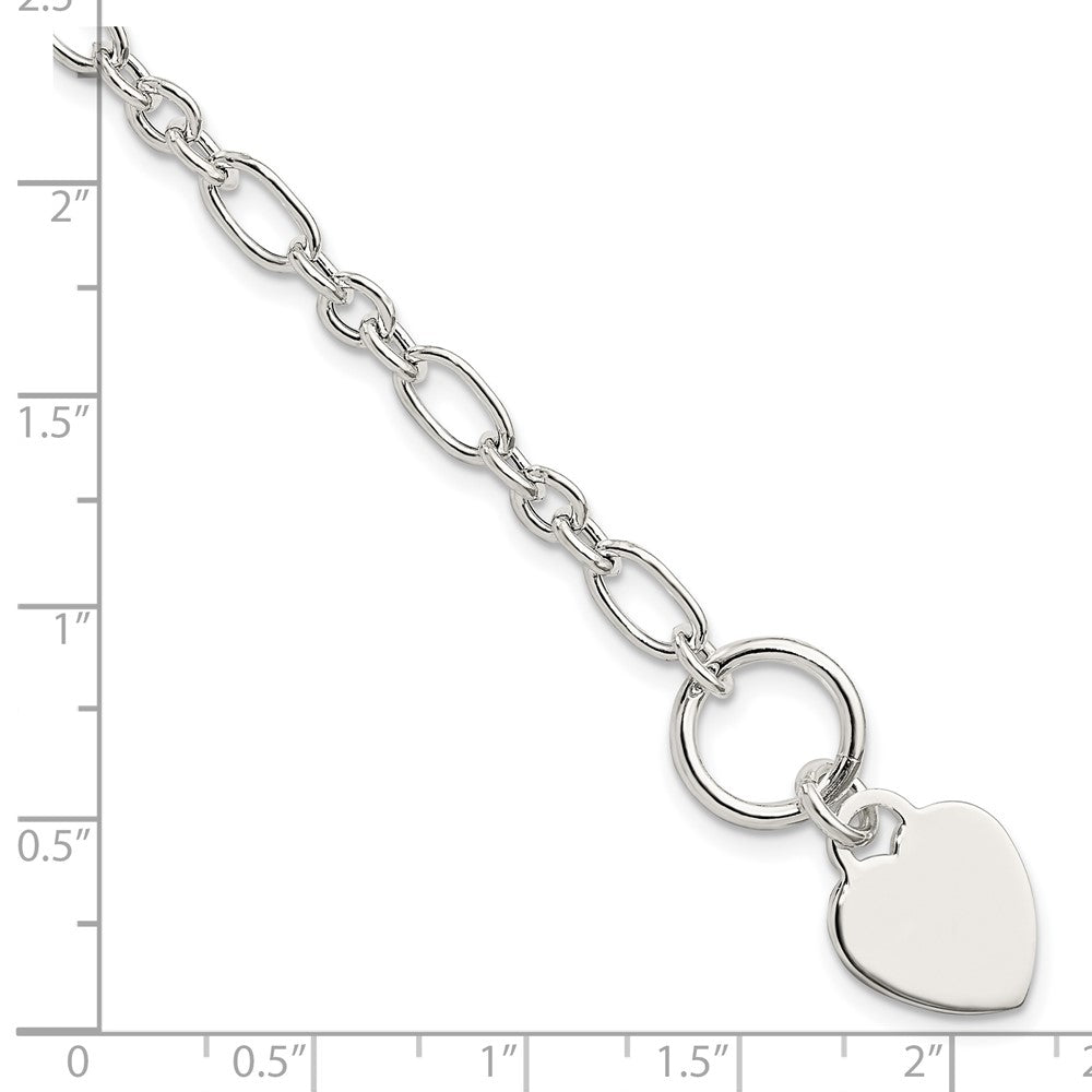 Sterling Silver Polished Heart Charm Fancy Link Bracelet QG5783-7.5