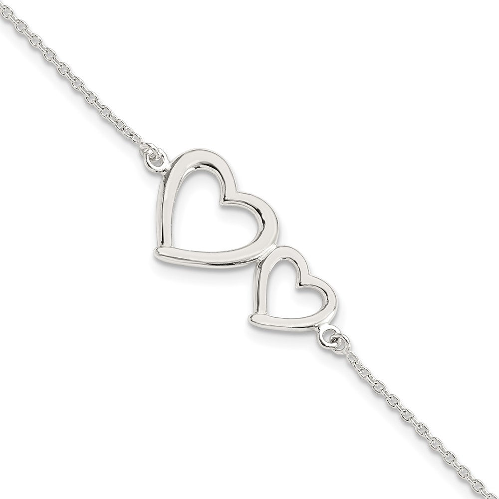 Sterling Silver Polished Two Hearts Bracelet QG5785-7.5