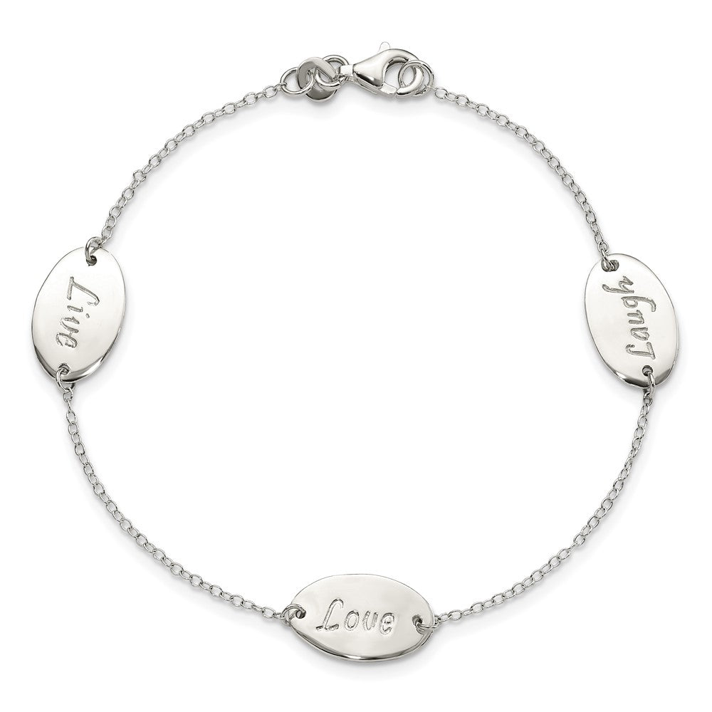 Sterling Silver Polished Live Laugh Love 7.5in Bracelet QG5792-7.5