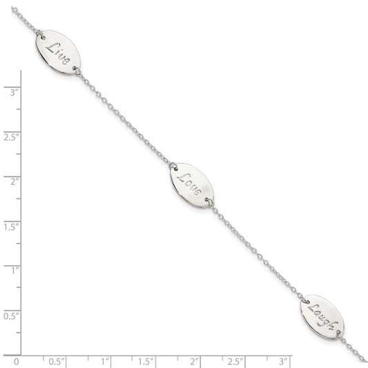 Sterling Silver Polished Live Laugh Love 7.5in Bracelet QG5792-7.5