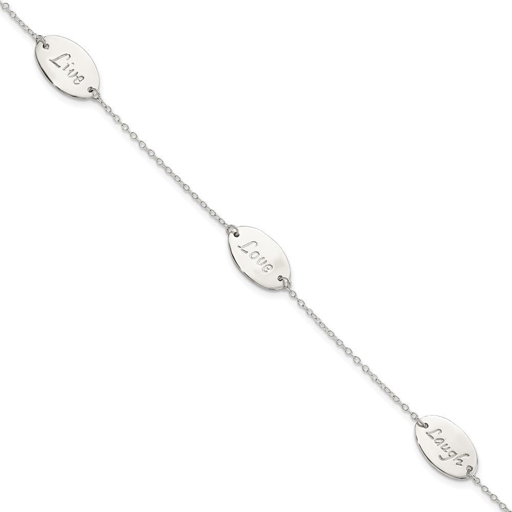 Sterling Silver Polished Live Laugh Love 7.5in Bracelet QG5792-7.5