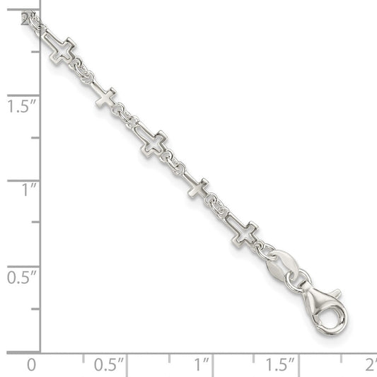 Sterling Silver Cross Link Bracelet QG5800-7.5