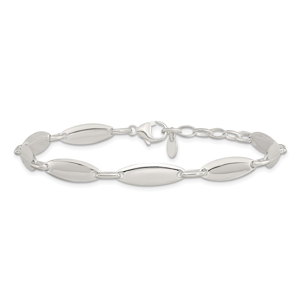 Sterling Silver Polished Link w/ 1 in ext. Bracelet QG5818-7