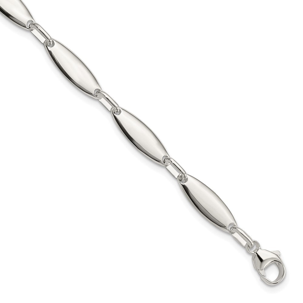 Sterling Silver Polished Link w/ 1 in ext. Bracelet QG5818-7
