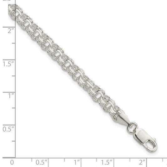 Sterling Silver Polished 5mm Triple Link Charm Bracelet QG5830-8