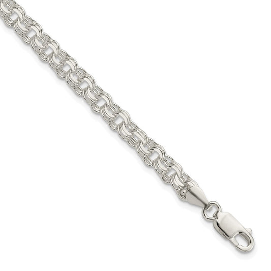 Sterling Silver Polished 5mm Triple Link Charm Bracelet QG5830-8
