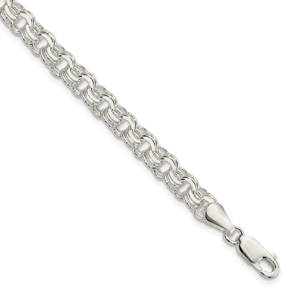 Sterling Silver Polished 6mm Triple Link Charm Bracelet QG5831-8