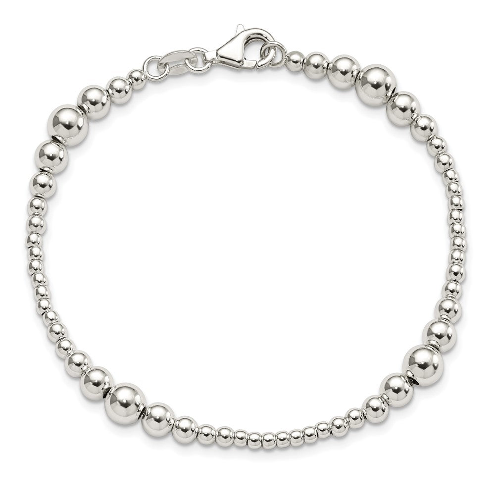 Sterling Silver Round Graduated Beaded Bracelet QG5887-7.5