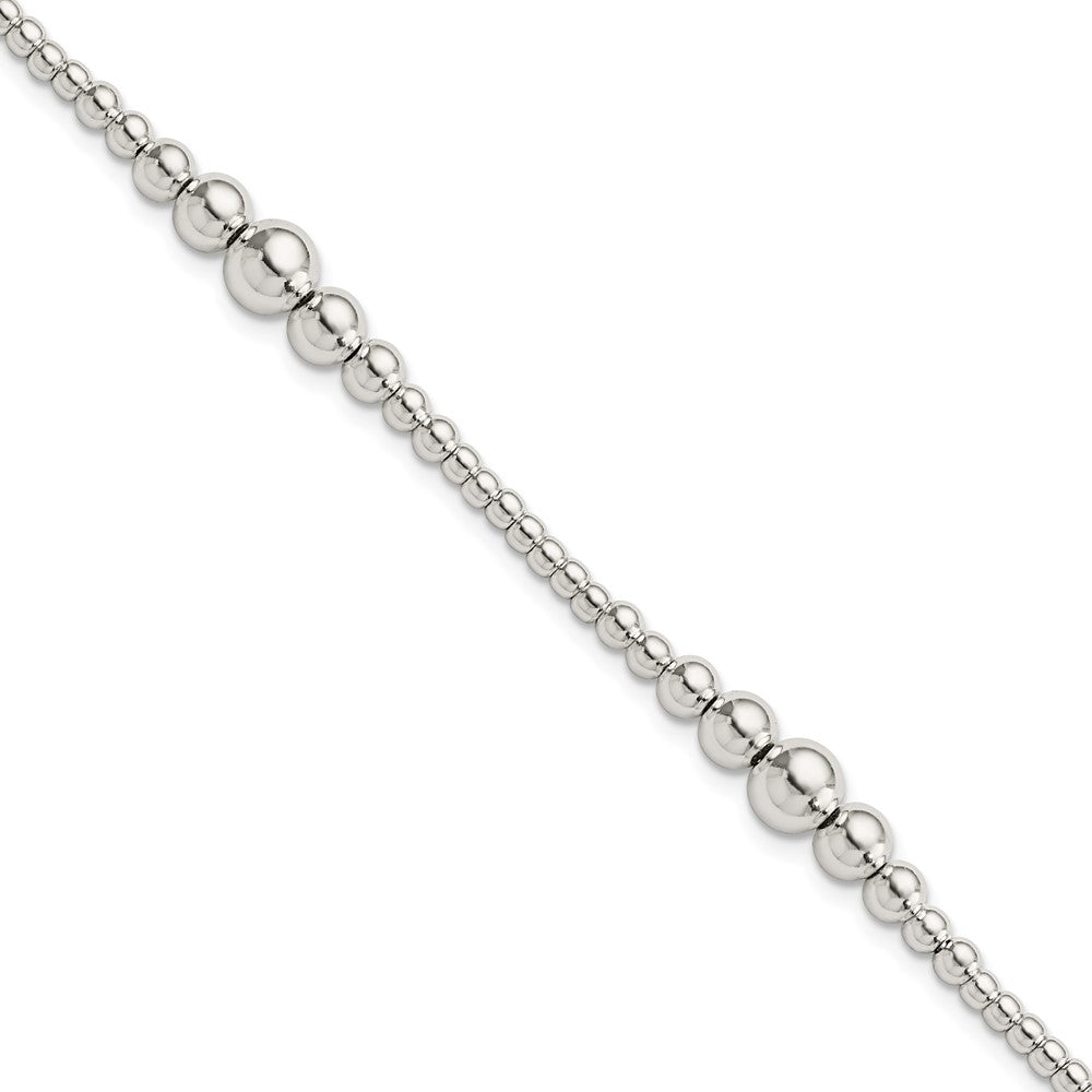Sterling Silver Round Graduated Beaded Bracelet QG5887-7.5