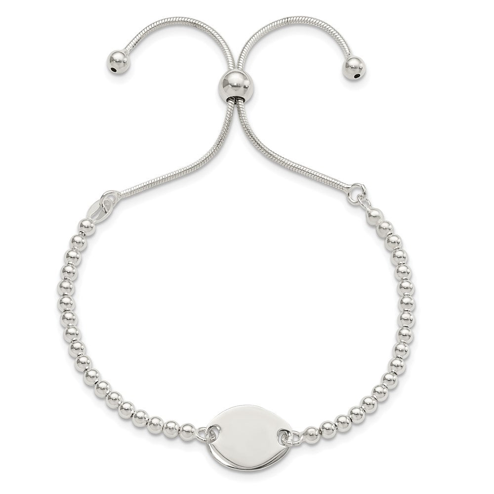 Sterling Silver Polished Beaded Adjustable Bracelet QG5891