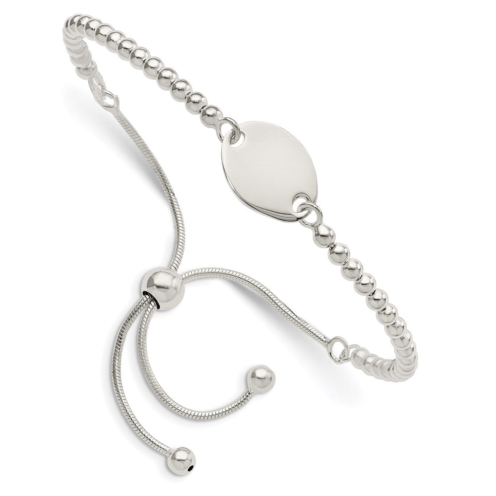 Sterling Silver Polished Beaded Adjustable Bracelet QG5891