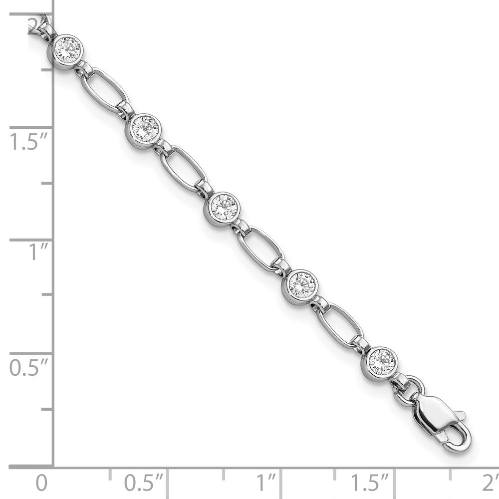 Sterling Silver Rhodium-plated Polished CZ Bracelet QG5900-7