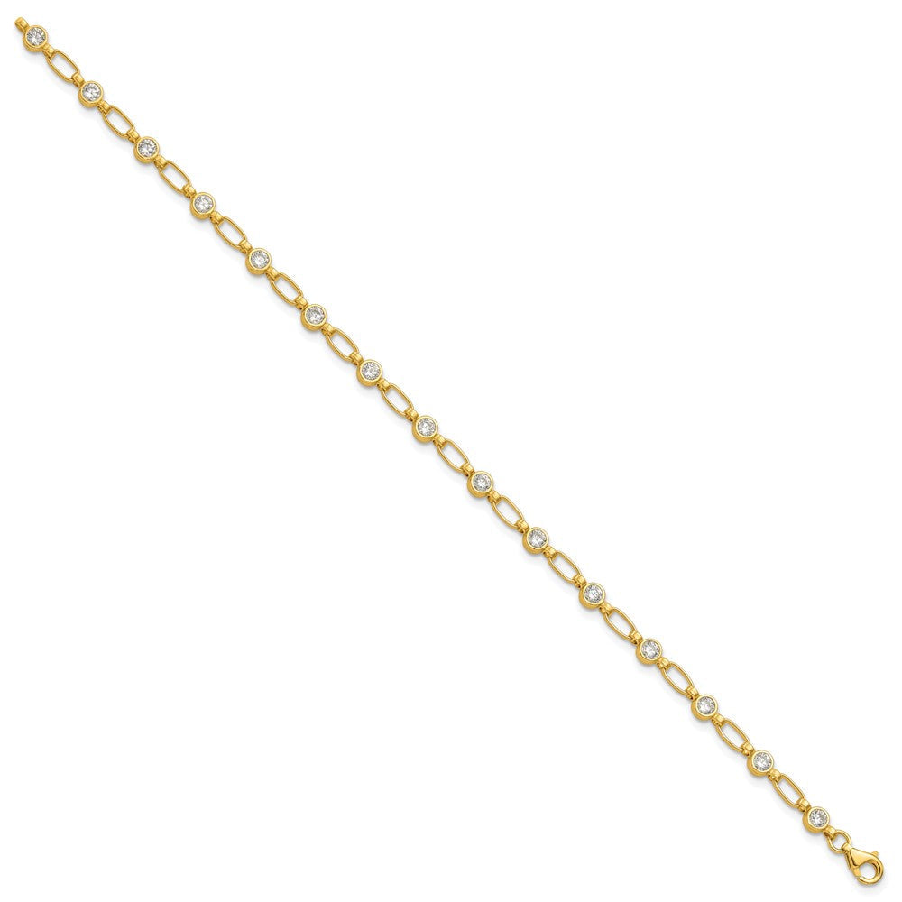 Sterling Silver Gold-tone Bezel CZ 7.5in  Bracelet QG5900GP-7.5