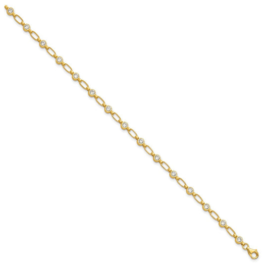 Sterling Silver Gold-tone Bezel CZ 7.5in  Bracelet QG5900GP-7.5