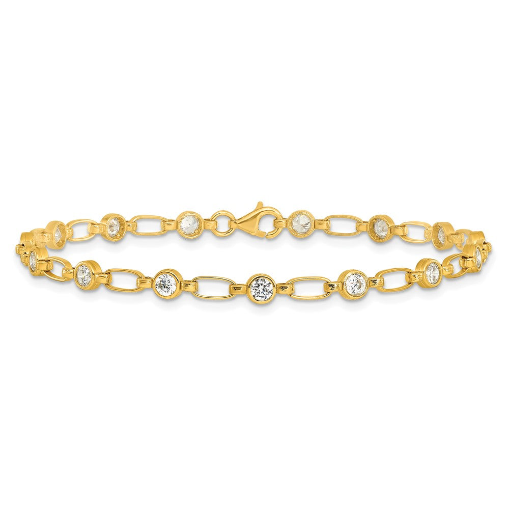 Sterling Silver Gold-tone Bezel CZ 7.5in  Bracelet QG5900GP-7.5