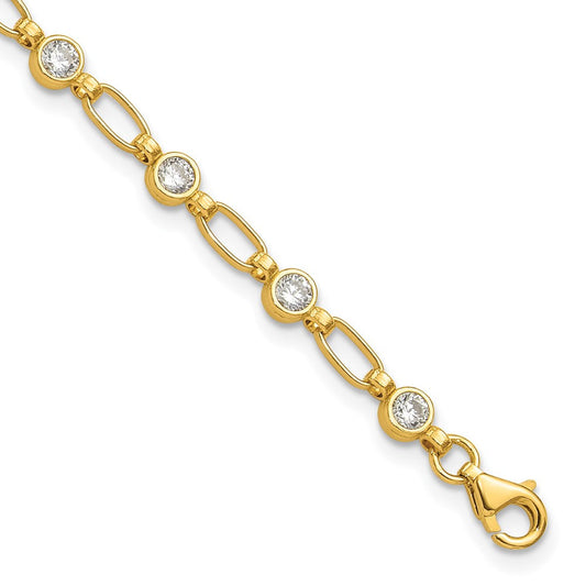 Sterling Silver Gold-tone Bezel CZ 7.5in  Bracelet QG5900GP-7.5