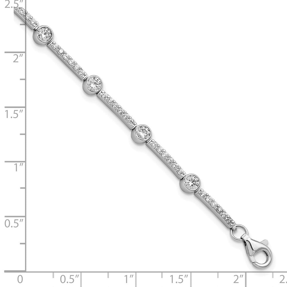 Sterling Silver Rhodium-plated Polished CZ 7 inch w/1.5in ext. Bracelet QG5901-7