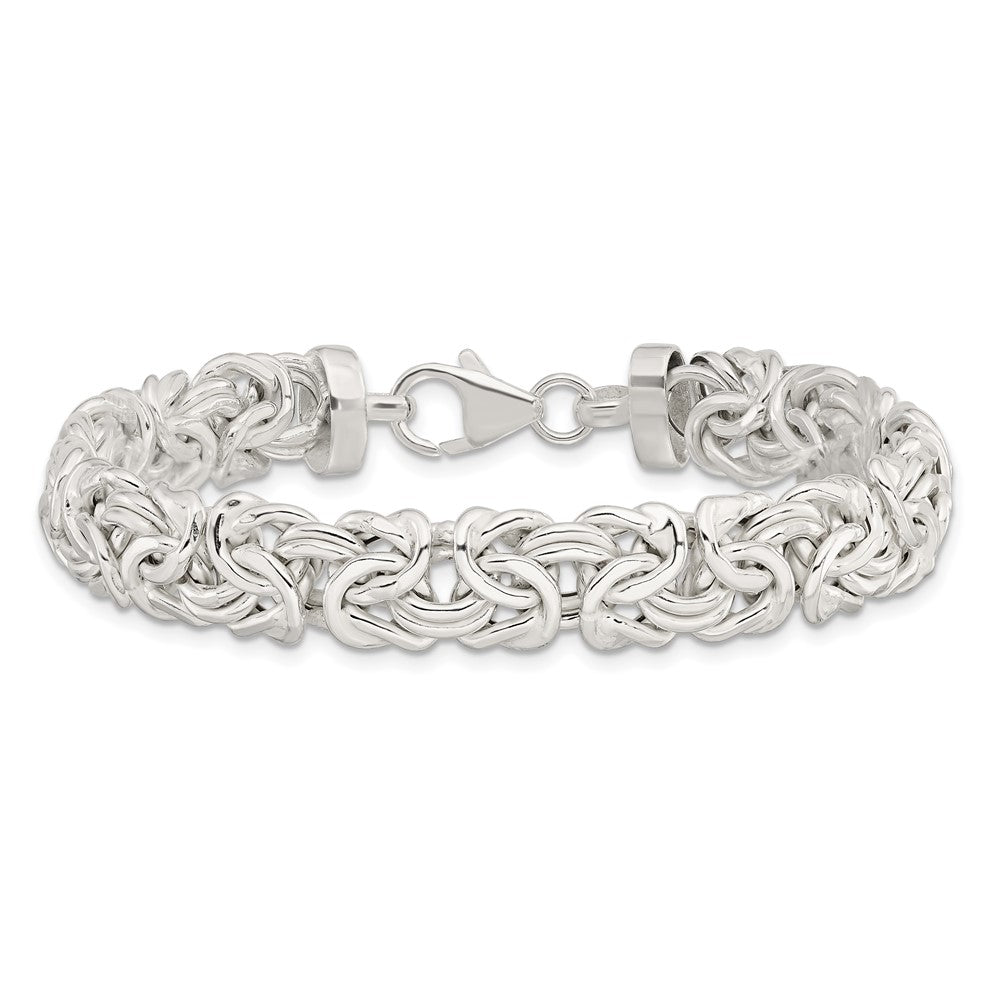 Sterling Silver Polished 9.3mm Flat Byzantine 7in Chain QG5962-7
