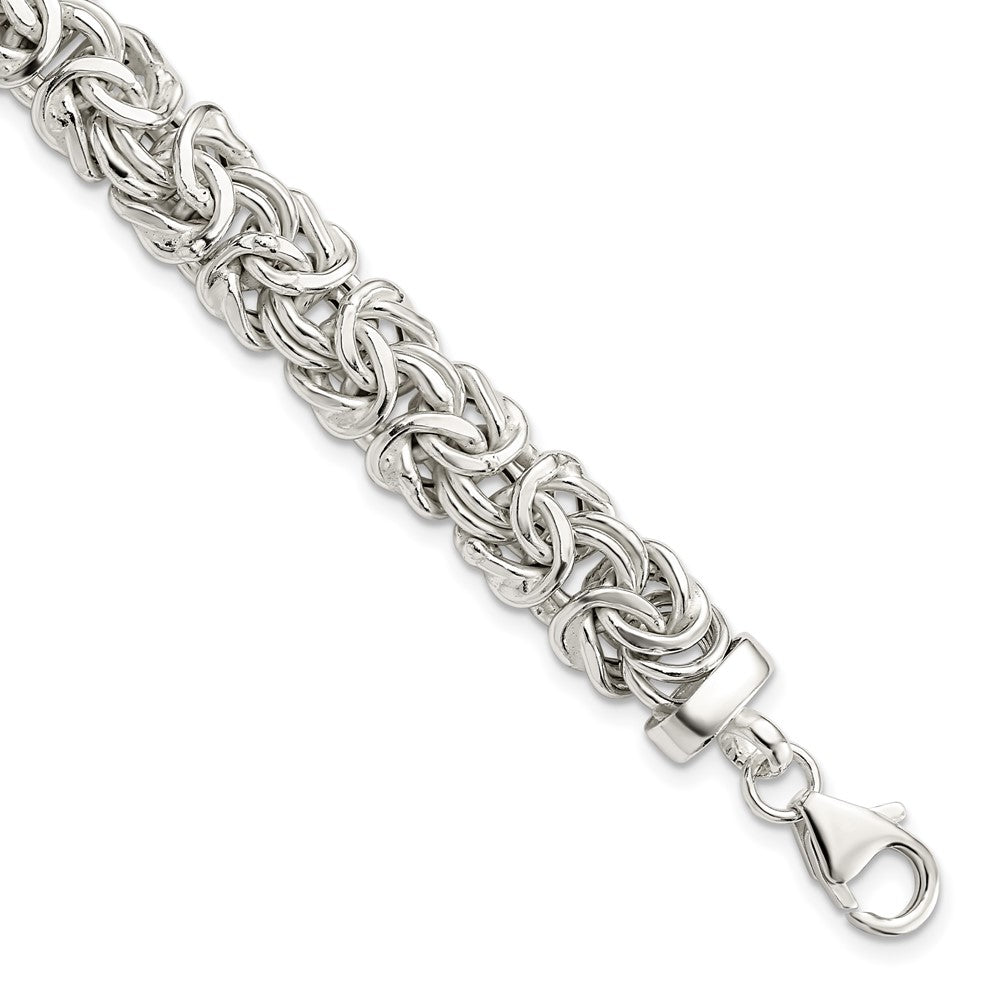 Sterling Silver Polished 9.3mm Flat Byzantine 7in Chain QG5962-7