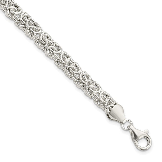 Sterling Silver Polished Byzantine Link Bracelet QG5963-7.5