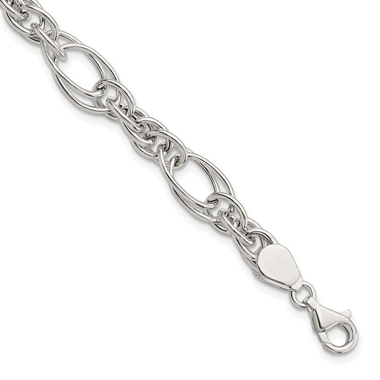 Sterling Silver Polished Fancy Link 7in Bracelet QG5970-7