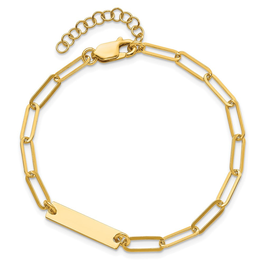 Sterling Silver Gold-plated Polished ID w/ 1.25in ext. Bracelet QG5984-6.75