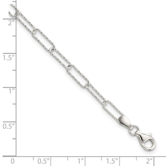 Sterling Silver Rhodium-plated D/C Fancy Link w/.75 in Ext Bracelet QG5986-7.25