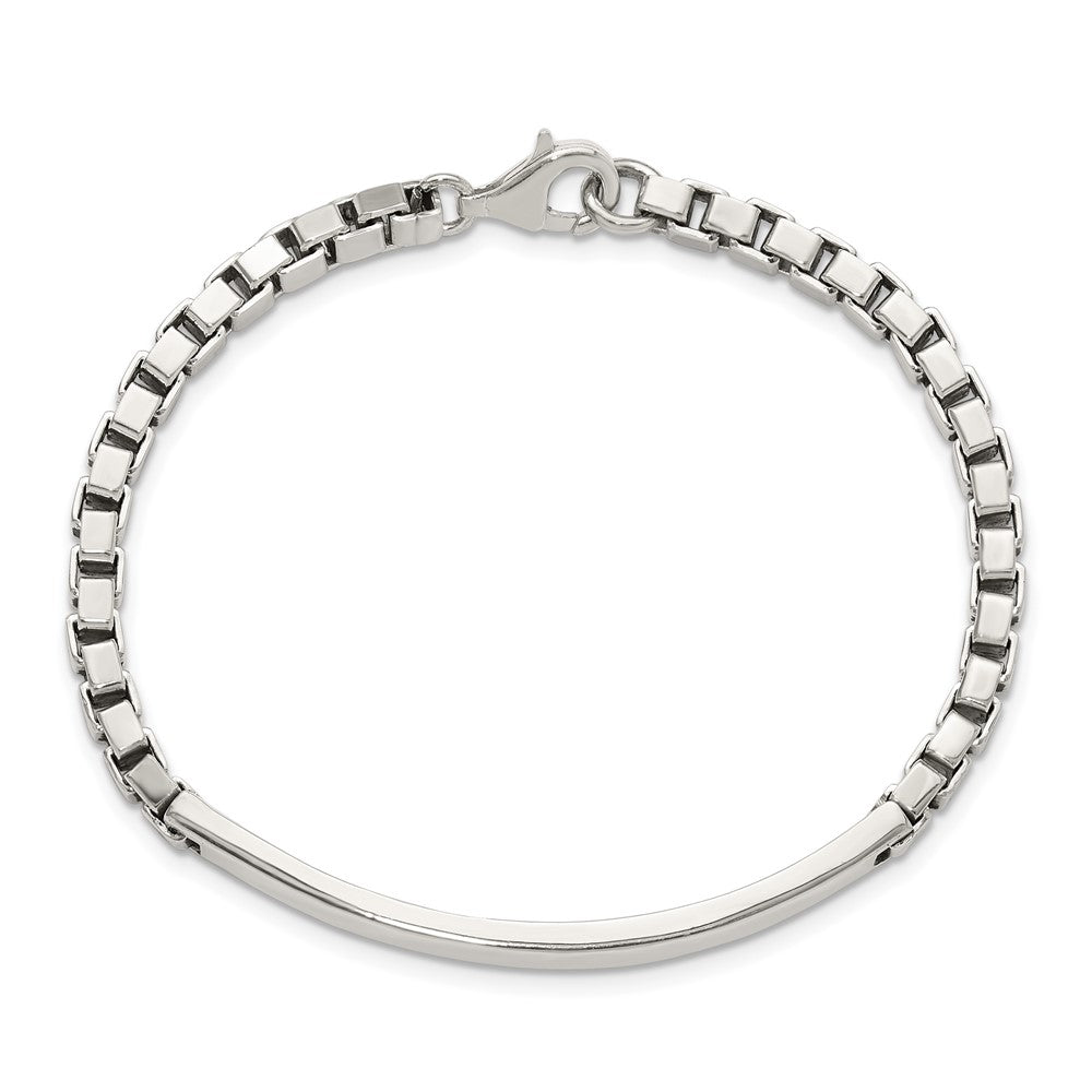 Sterling Silver Polished Box Chain ID Bracelet QG6241-7