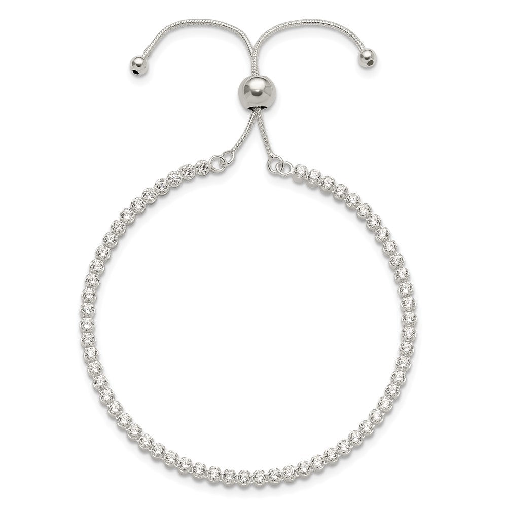 Sterling Silver Polished CZ Adjustable Bracelet QG6244