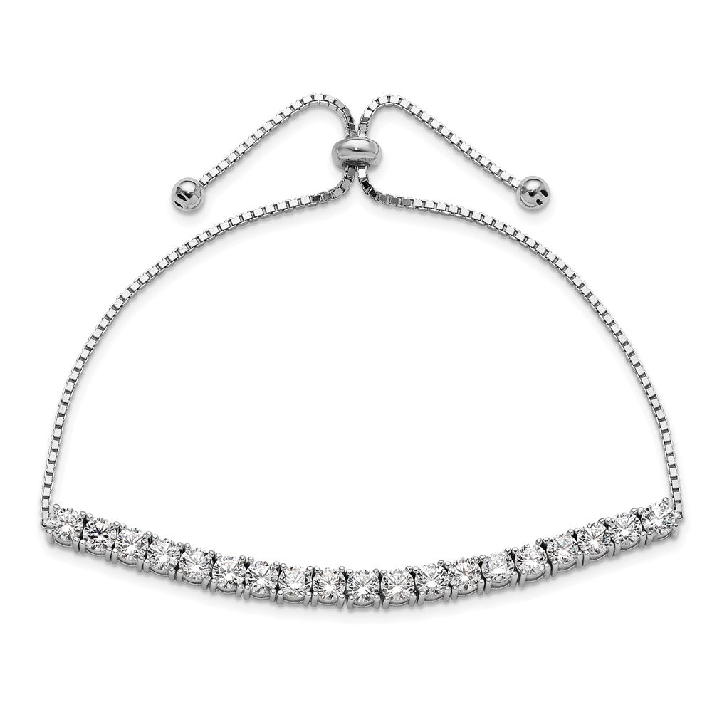 Sterling Silver Rhodium-plated Polished CZ Adjustable Tennis Bracelet QG6248