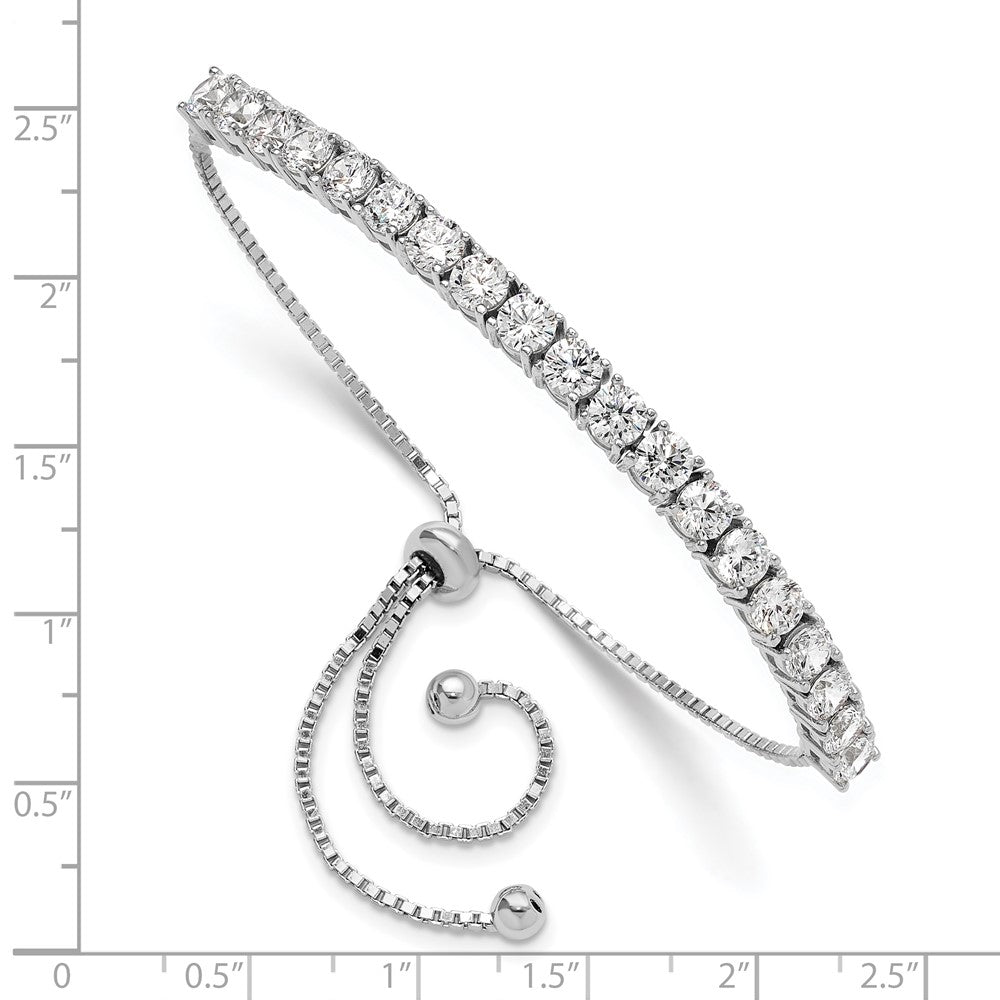 Sterling Silver Rhodium-plated Polished CZ Adjustable Tennis Bracelet QG6248