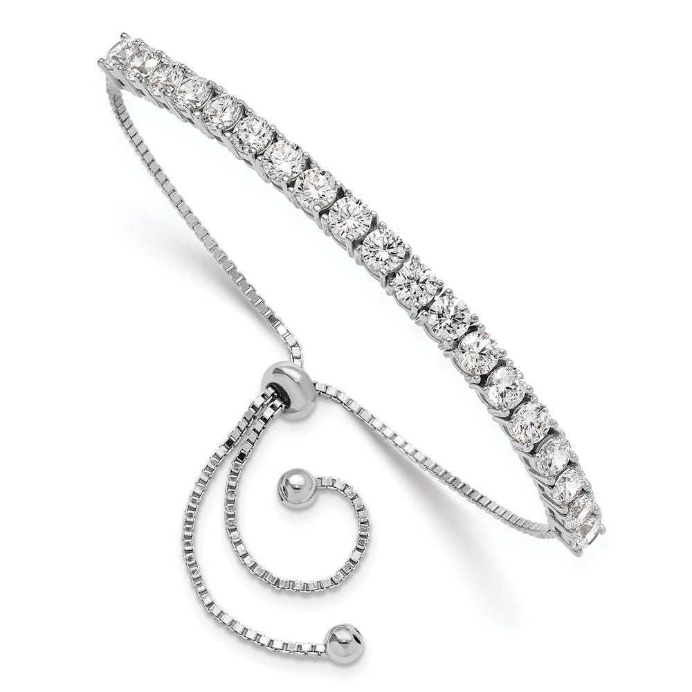 Sterling Silver Rhodium-plated Polished CZ Adjustable Tennis Bracelet QG6248