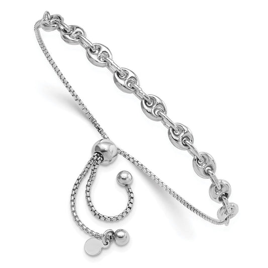 Sterling Silver Rhodium-plated Fancy Adjustable Bracelet QG6259