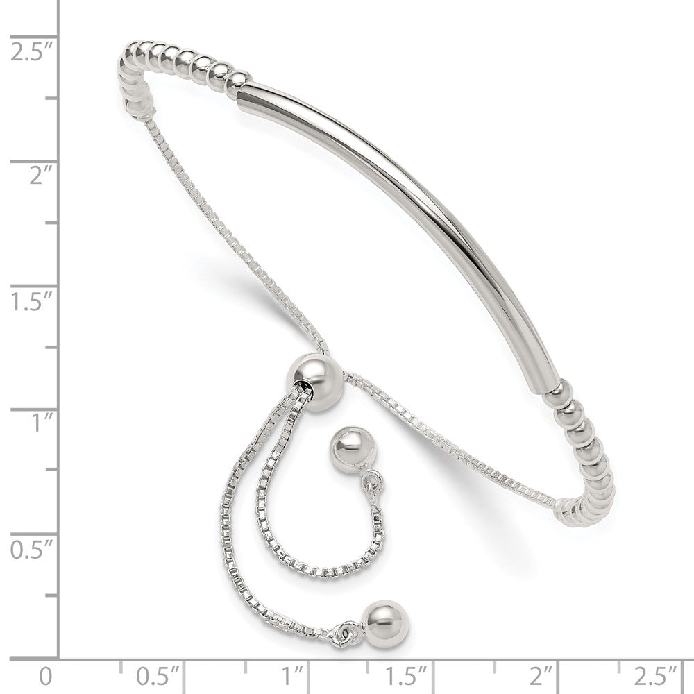 Sterling Silver Polished Bar Beaded Adjustable Bracelet QG6263
