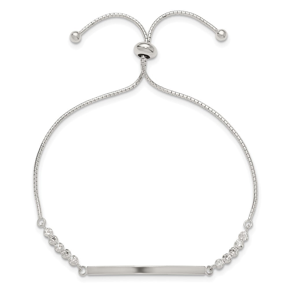 Sterling Silver with CZ Adjustable ID Bracelet QG6264
