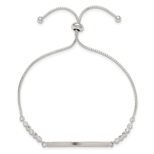 Sterling Silver with CZ Adjustable ID Bracelet QG6264