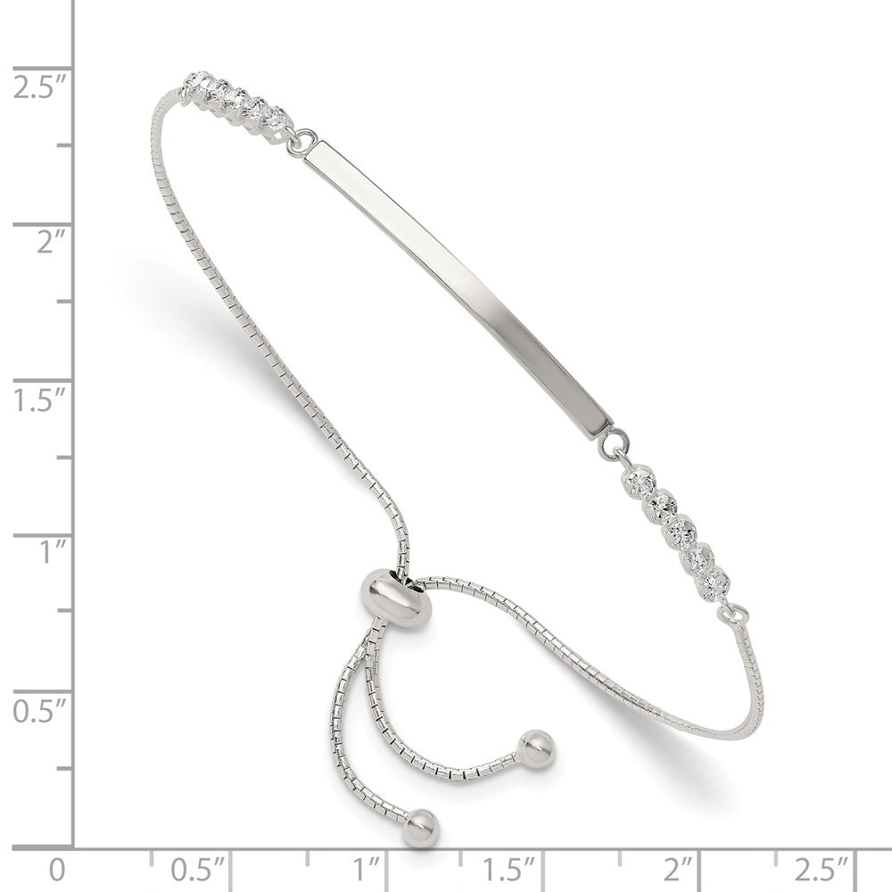 Sterling Silver with CZ Adjustable ID Bracelet QG6264